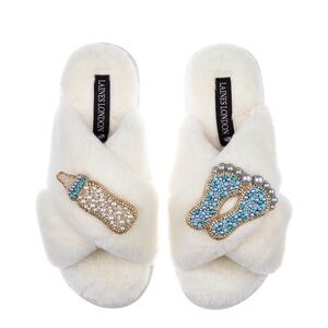 Laines London Slippers Women’s Baby Shower Baby Boy Slippers Brooches Medium